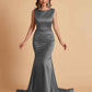 Elegant Satin Sleeveless Pleats Mermaid Bridesmaid Dresses Floor Length