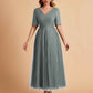 Elegant A-line Half Sleeves V-neck Mother of the Brides Dresses Online