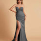 Elegant Satin Sweetheart Mermaid Side Slit Floor Length Bridesmaid Dresses
