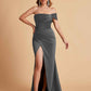 Sexy Satin One Shoulder Pleats Mermaid Bridesmaid Dresses Side Slit Floor Length
