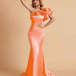 Elegant Satin One Shoulder Pleats Mermaid Bridesmaid Dresses Floor Length