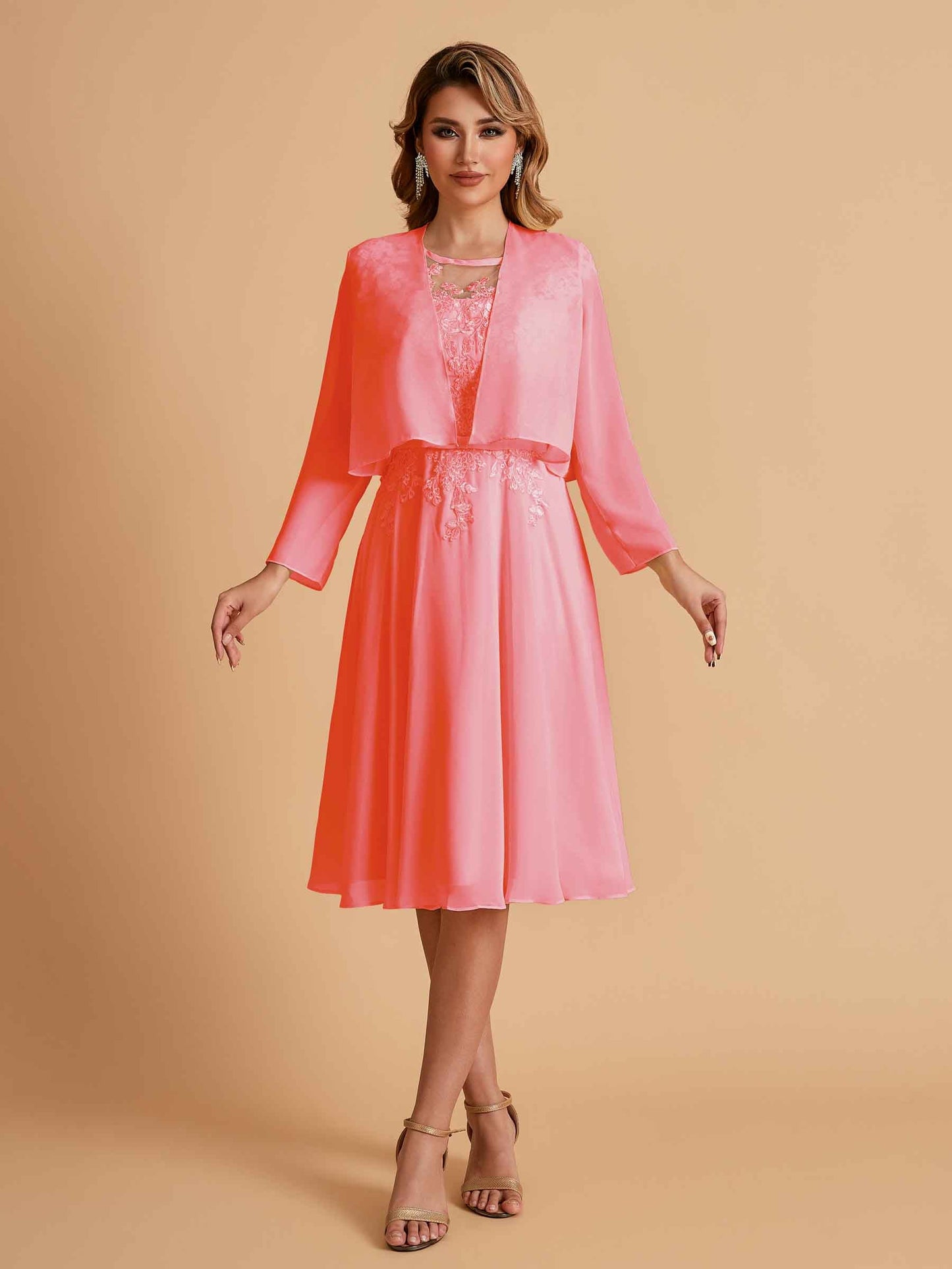 Elegant A-line Chiffon Jewel Short Mother of the Brides Dresses Online
