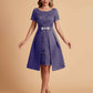 Elegant A-line Short Sleeves Jewel Knee Length Mother of the Brides Dresses