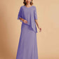 Elegant A-line Chiffon Half Sleeves V-neck Mother of the Brides Dresses Online