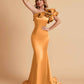 Elegant Satin One Shoulder Pleats Mermaid Bridesmaid Dresses Floor Length