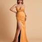 Elegant Satin Sweetheart Mermaid Side Slit Floor Length Bridesmaid Dresses