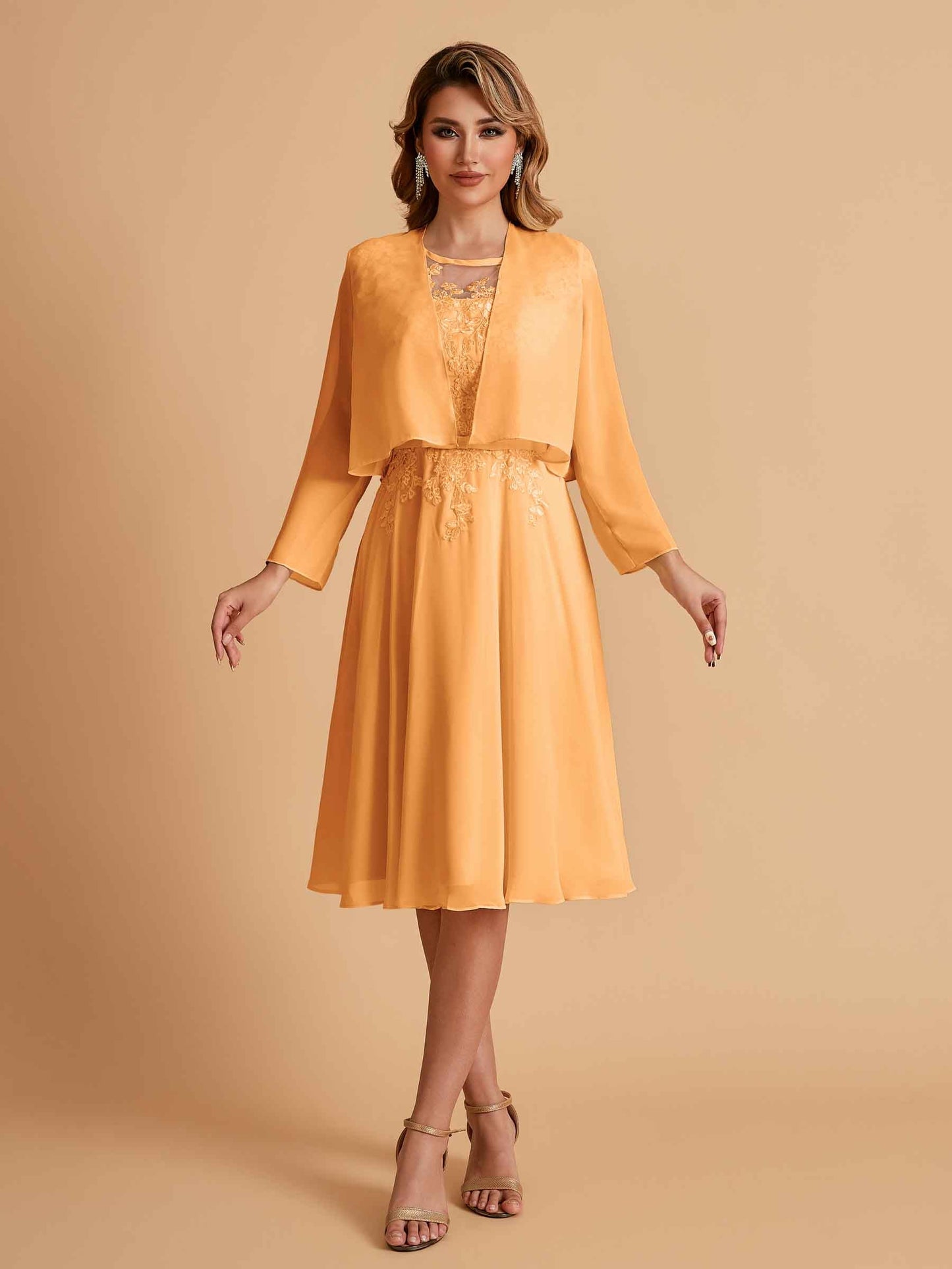 Elegant A-line Chiffon Jewel Short Mother of the Brides Dresses Online