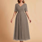 Elegant A-line Half Sleeves V-neck Mother of the Brides Dresses Online