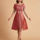 Elegant A-line Short Sleeves Jewel Knee Length Mother of the Brides Dresses