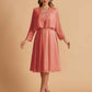 Elegant A-line Chiffon Jewel Short Mother of the Brides Dresses Online