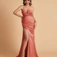 Elegant Satin Sweetheart Mermaid Side Slit Floor Length Bridesmaid Dresses