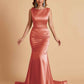 Elegant Satin Sleeveless Pleats Mermaid Bridesmaid Dresses Floor Length