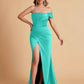 Sexy Satin One Shoulder Pleats Mermaid Bridesmaid Dresses Side Slit Floor Length