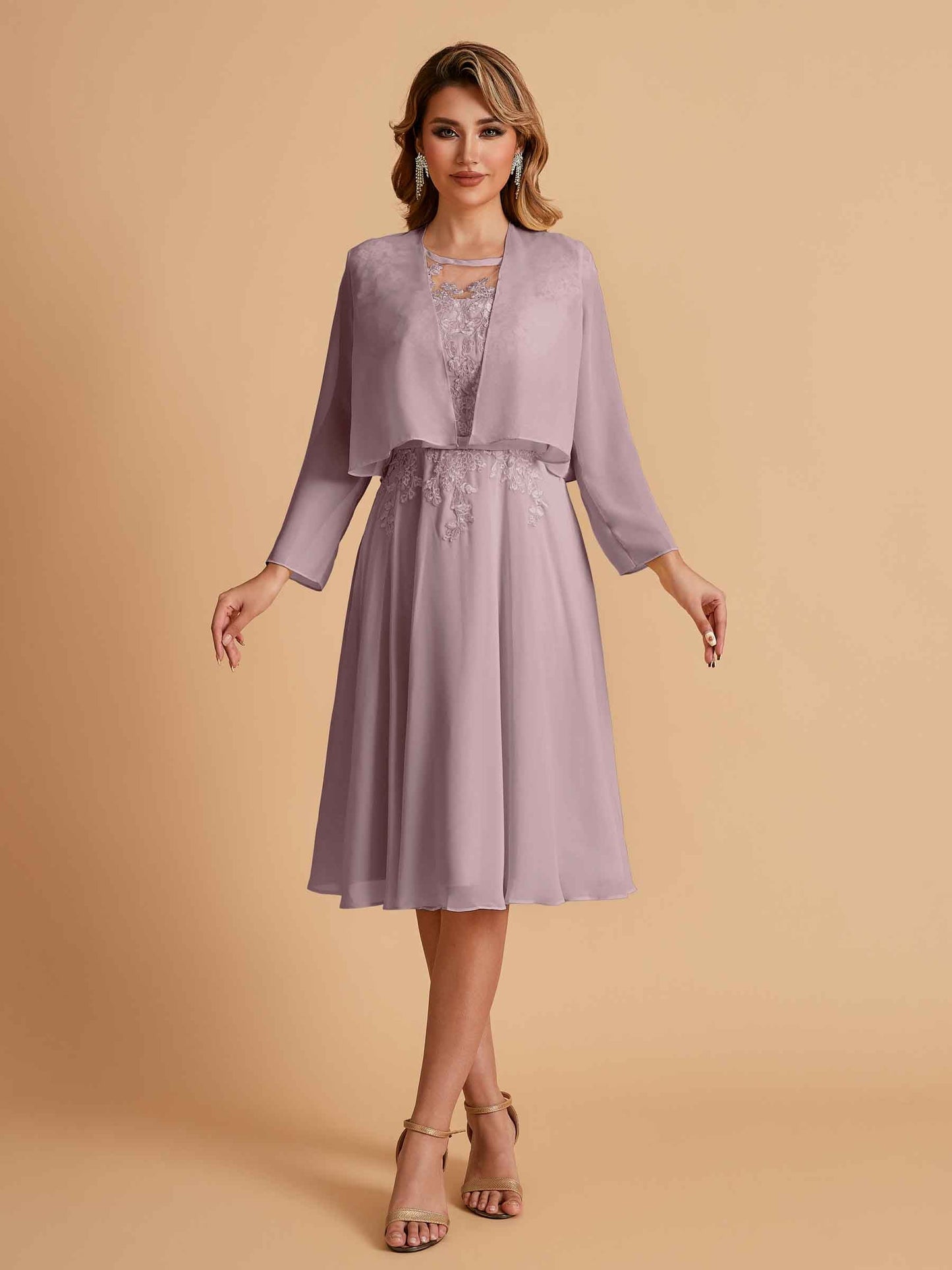 Elegant A-line Chiffon Jewel Short Mother of the Brides Dresses Online