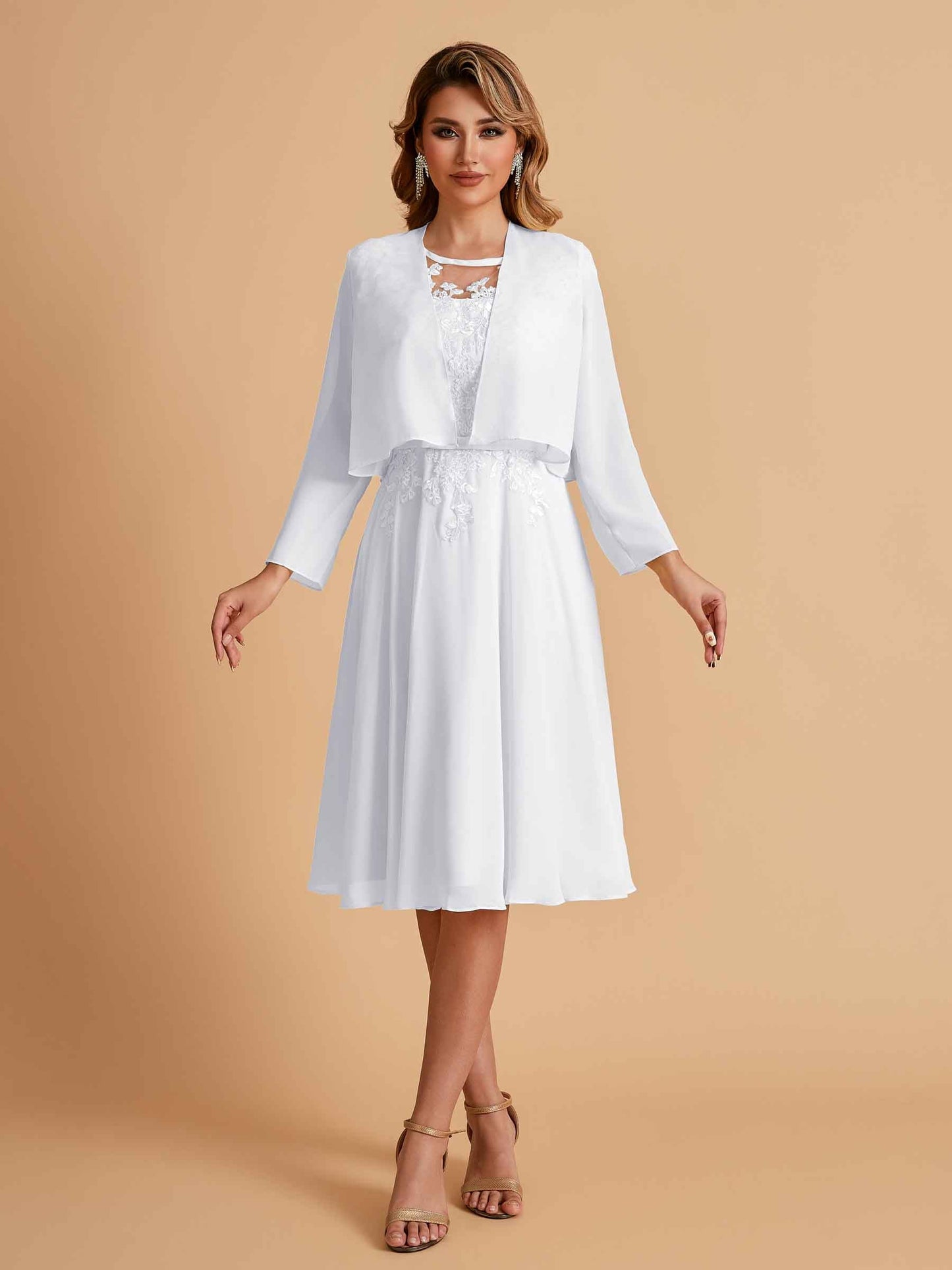 Elegant A-line Chiffon Jewel Short Mother of the Brides Dresses Online