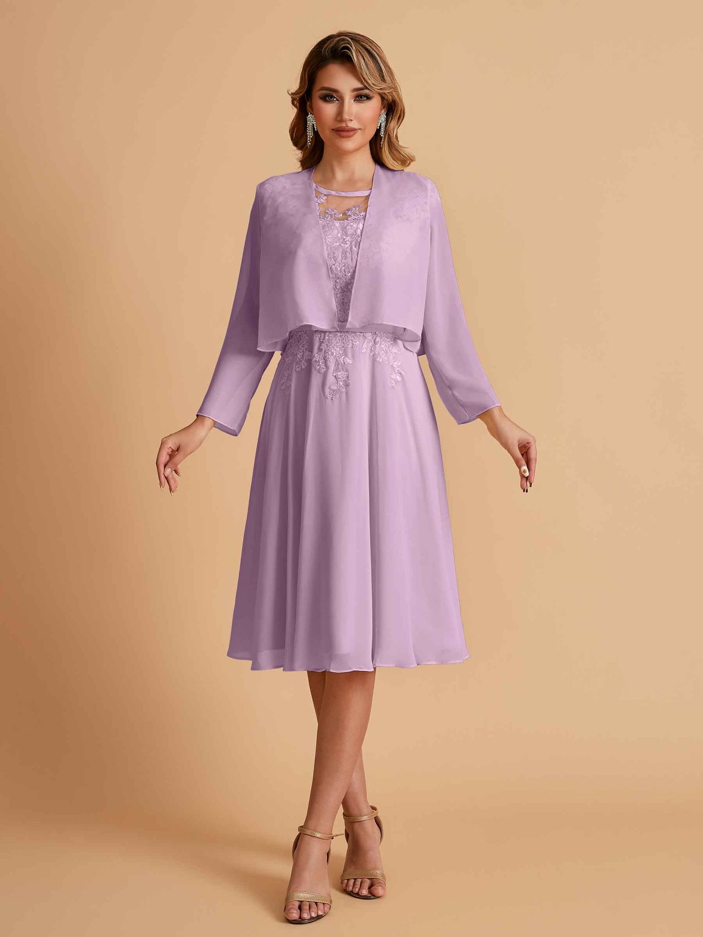 Elegant A-line Chiffon Jewel Short Mother of the Brides Dresses Online