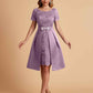 Elegant A-line Short Sleeves Jewel Knee Length Mother of the Brides Dresses